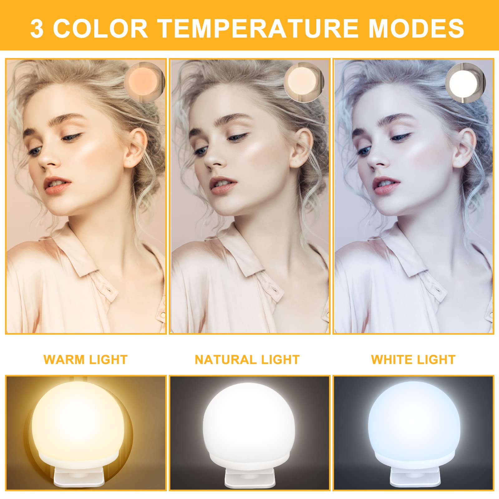 YOYIAG LED Vanity Mirror Lights: Vanity Lights for Mirror with 12 Dimmable Led Light Bulbs 3 Color Modes - Image 2