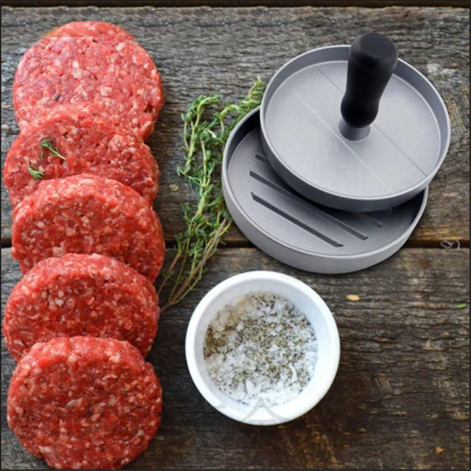 Pressa per Hamburger Macchina for Hamburger, tortino in Alluminio for Barbecue di Carne Manzo Fai da Te | Carta for stampi, pressa for hamburger antiaderente, accessori da cucina(Red)