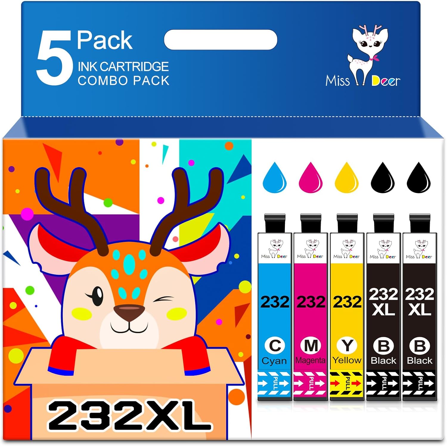 Miss Deer 232 XL Ink Cart...200 xp4205 wf-2950,5 Pack