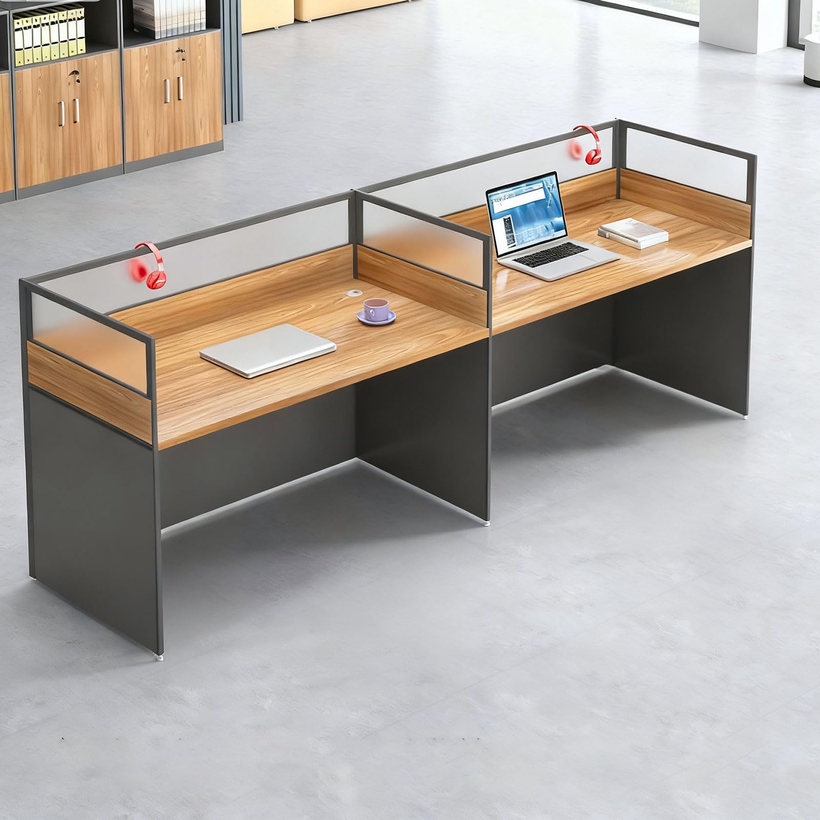 Office Cubicle Desk, Office Cubicle Workstation, Cubicles Desk With Mute Privacy Panels, Offices Cubicles Workstation Computer Table With Cable, For