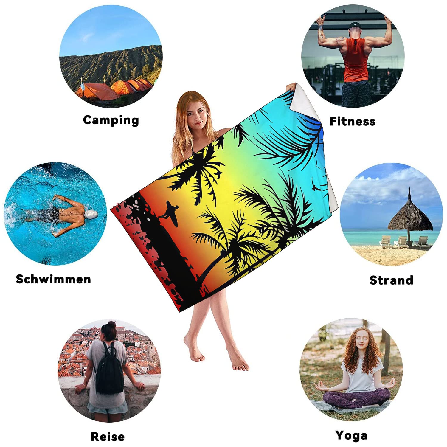 Serviettes De Plage 90 X 180 Cm Tropical, 3D Chaussures De Plage Drap De Plage XXL Microfibre à Séchage Rapide Pour Femme Homme, Coton, Serviette De