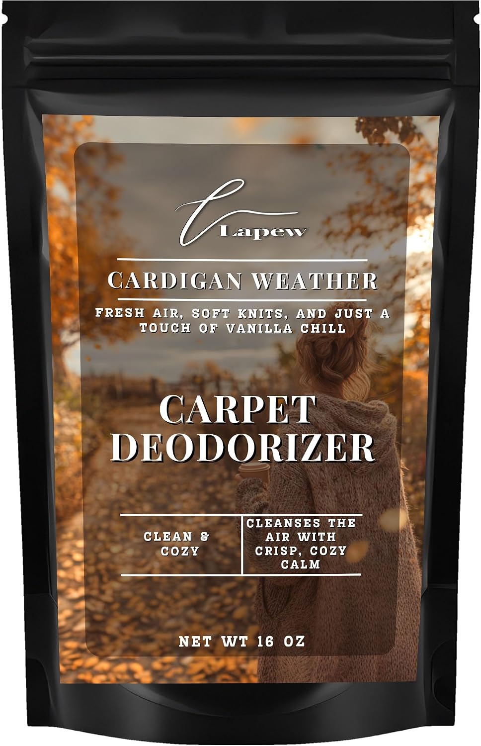 Lapew Cardigan Weather Carpet Deodorizer Powder - Pet Safe Freshener for Vacuuming | Scented Odor Eliminator for Home | 16 oz