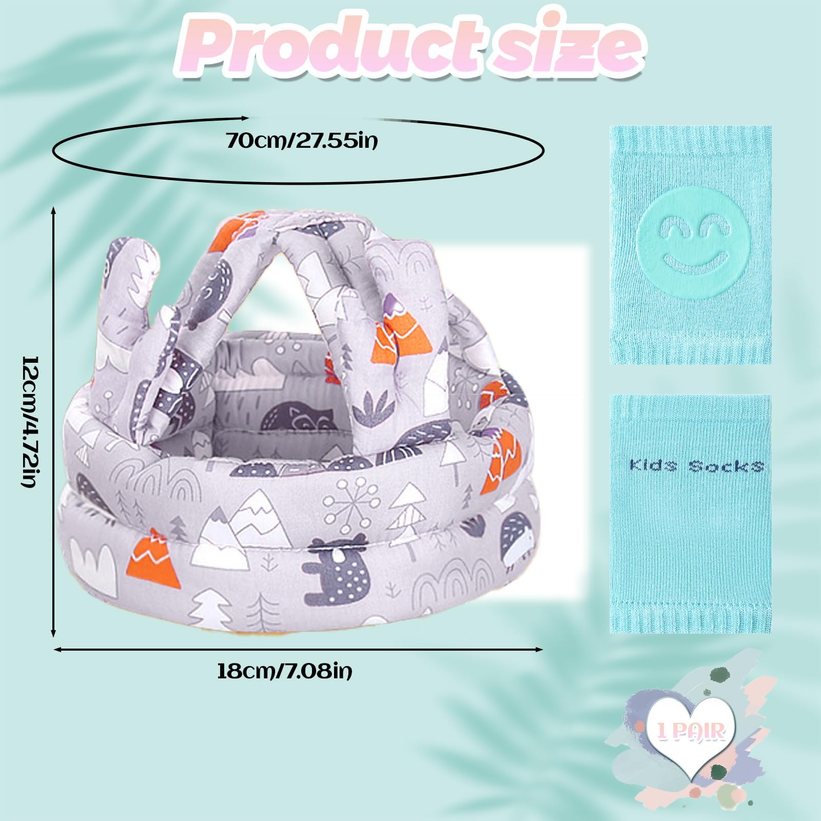 Baby Protector, Head Safety Pad Backpack with Knee Pads, Suitable for Infants Aged 6-24 Months, Grey - Image 2