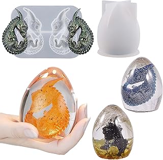 New 2 Pack Dragon Egg Mold Dinosaur Mold Silicone Mold for Resin Dragon Candle Mold Easter Egg Mold Dragon Silicone Mold for Candles Resin Mold Dragon Mold Candle Making Molds Soap Making Molds