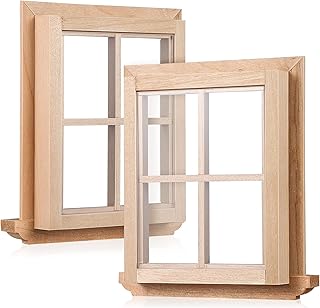 Toddmomy 2pcs 1:12 Dollhouse Windows,Miniature Wooden Windows Furniture Acessories Mini Wooden Window Scene Accessory for Craft Dollhouse Home Furniture