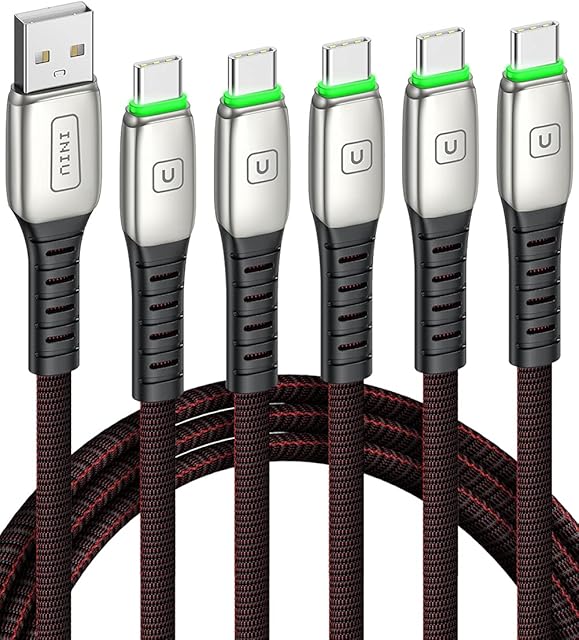 INIU [5 Pack] USB C Charger Cable (0.5+1+1+2+2m), USB-A to USB-C QC 3.0 Cable 3.1A Fast Charging for Samsung Galaxy S22 S21 S20 S10 S9 S8 Huawei P30 P20 Google Pixel,Xiaomi,Sony Xperia,Switch etc.