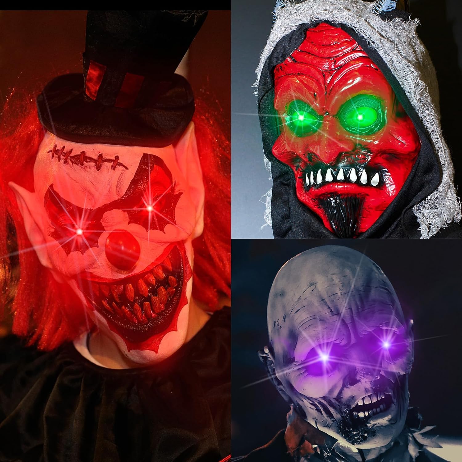 4PCS LED Red Glowing Eyes for Halloween Mask Light up Skeleton Eyes with Timer, Led Glowing Light Up for Halloween Christmas Decoration Skull Masks Props, Cosplay Party Mask Glowing Eyes (Red) - Image 2