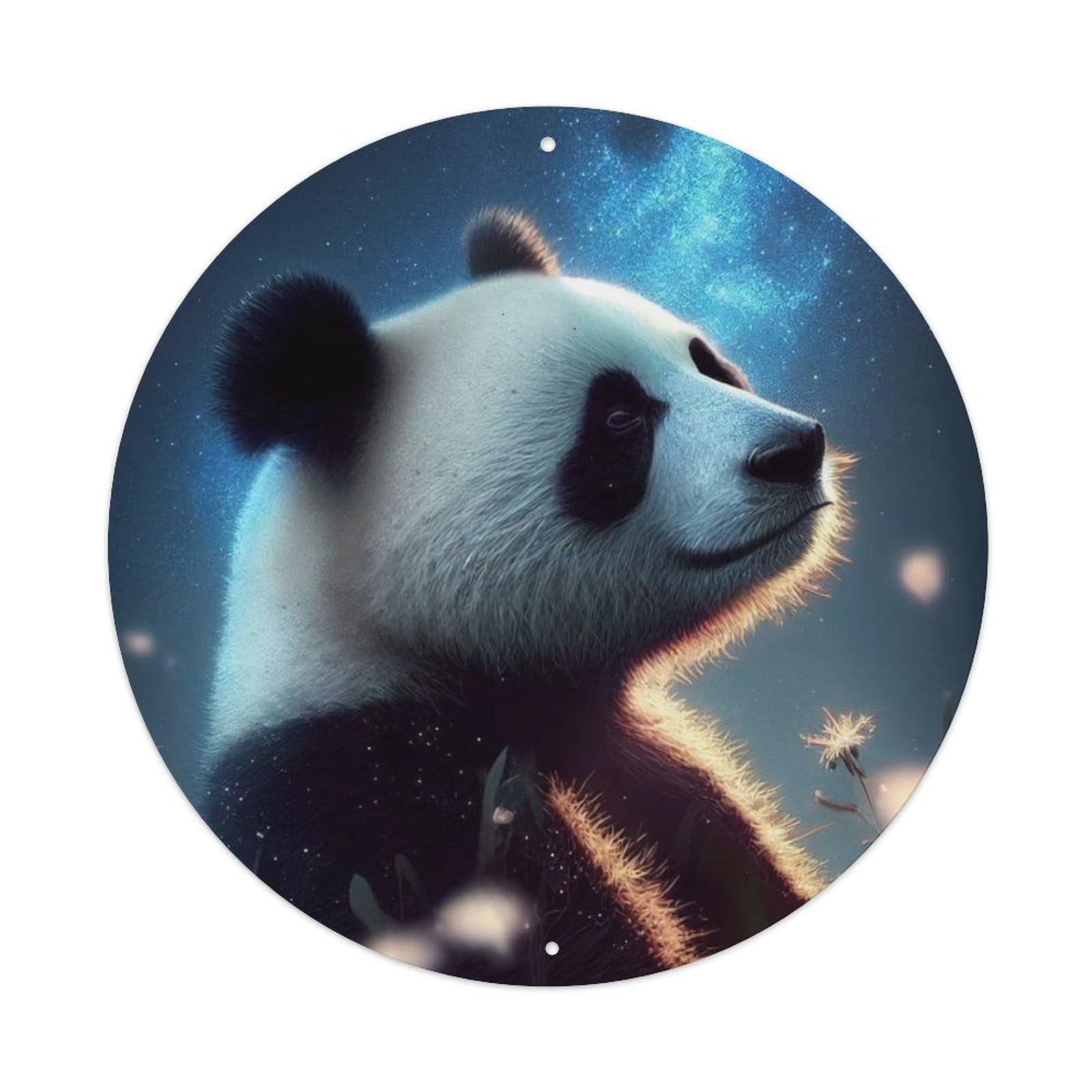 Animal Giant Panda Night Sky Starry Dreamy Peaceful Vintage Metal Tin Sign Plaque Wall Decor for Cafe, Club Bar, Office, Garden Metal Poster 8x8Inch