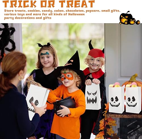 Miniatura 7 de Jetec 54 bolsas de regalo de fiesta de Halloween, bolsas de regalo de papel kraft de Halloween, bolsas de regalo de fantasma, bolsas de dulces,