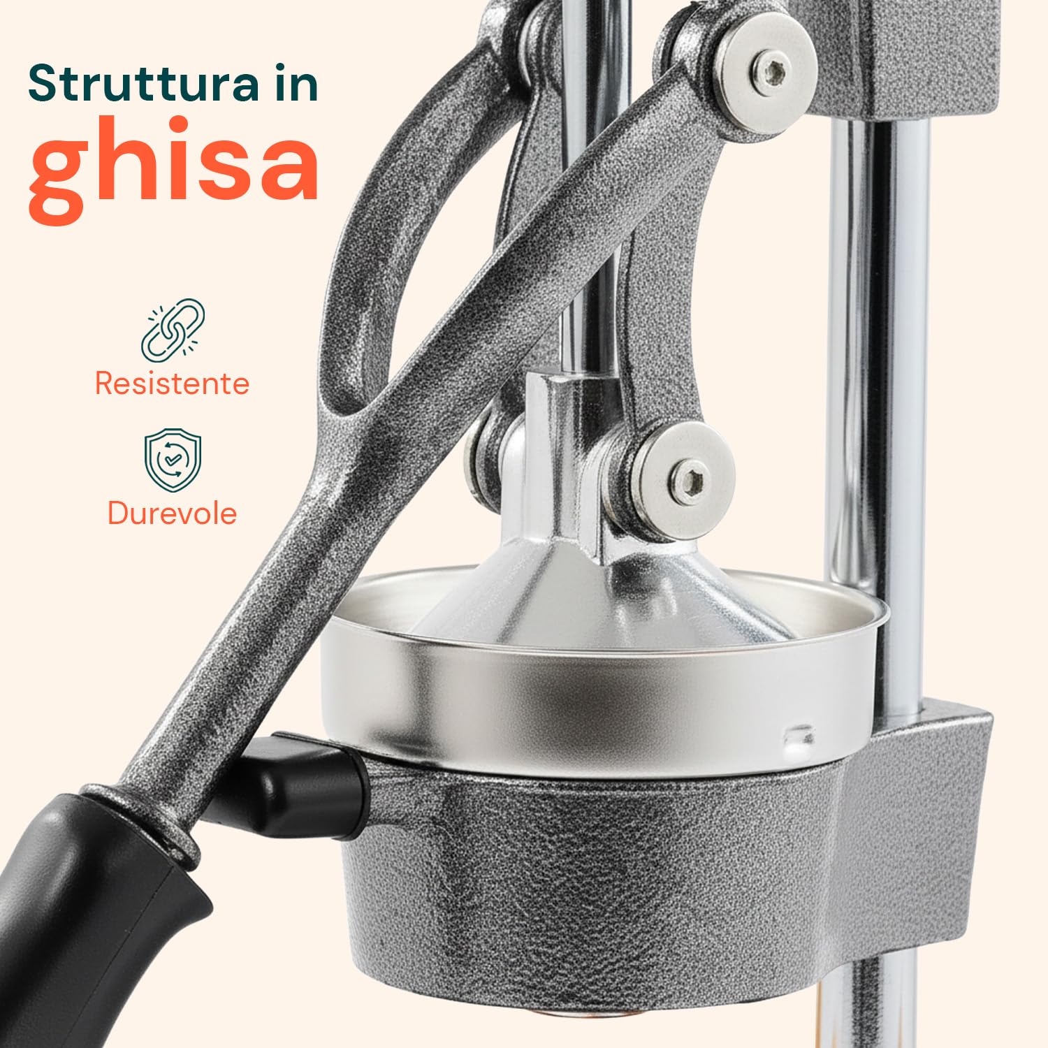 Avilia - Spremiagrumi Professionale a Leva in Ghisa con Filtro Inox 304 Spremiagrumi Manuale per Arance e Limoni con Pressione Potente Uso Domestico e Bar Struttura Ultra Resistente