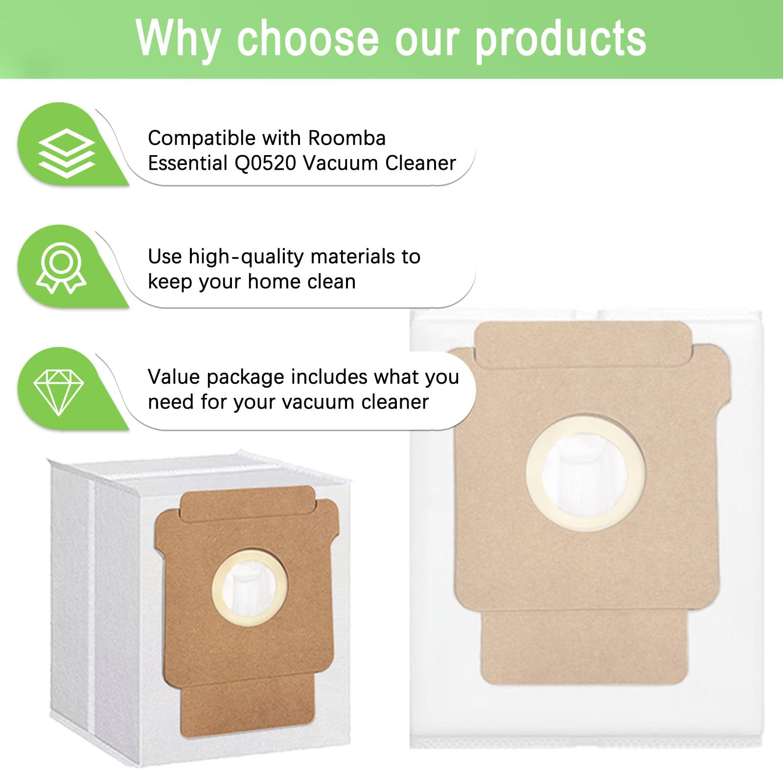 12 Pièces Sacs à Poussière Pour IRobot Roomba Combo 2 Essential Q0520 - Accessoires Compatibles