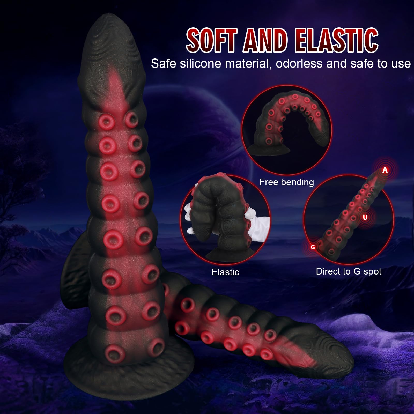 AMAZBEE Plug anale in silicone per allenamento di espansione Dildo anale a tentacoli con ventosa potente Plug anale mostruoso Sex toy per massaggio della prostata e del punto G (XL,1)