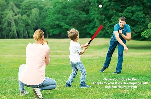 Miniatura 6 de WEMOVE SPORTS Juego de pelota de béisbol  Juego de pelota en T, juego de bate y pelota con 4 bases de piezas para niños pequeños a partir de 3 años,