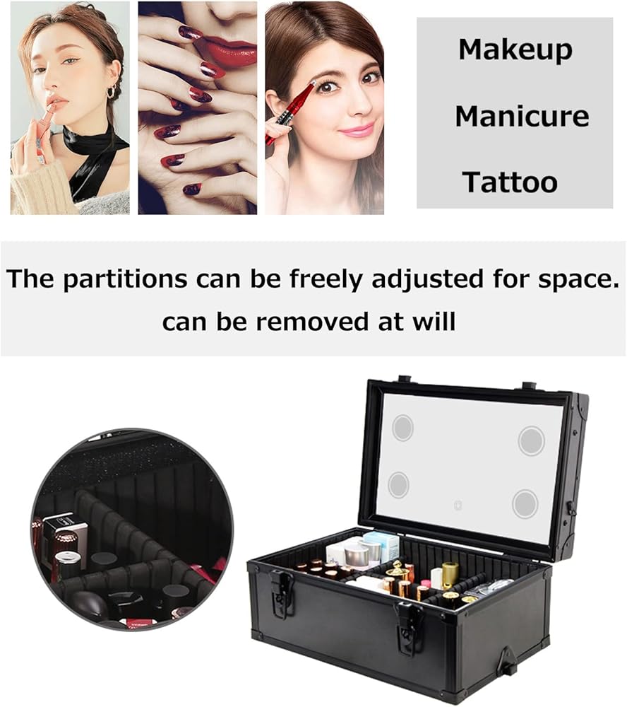 Amazon.co.jp: ハンドル付きトロリーメイクアップトレインケース、大