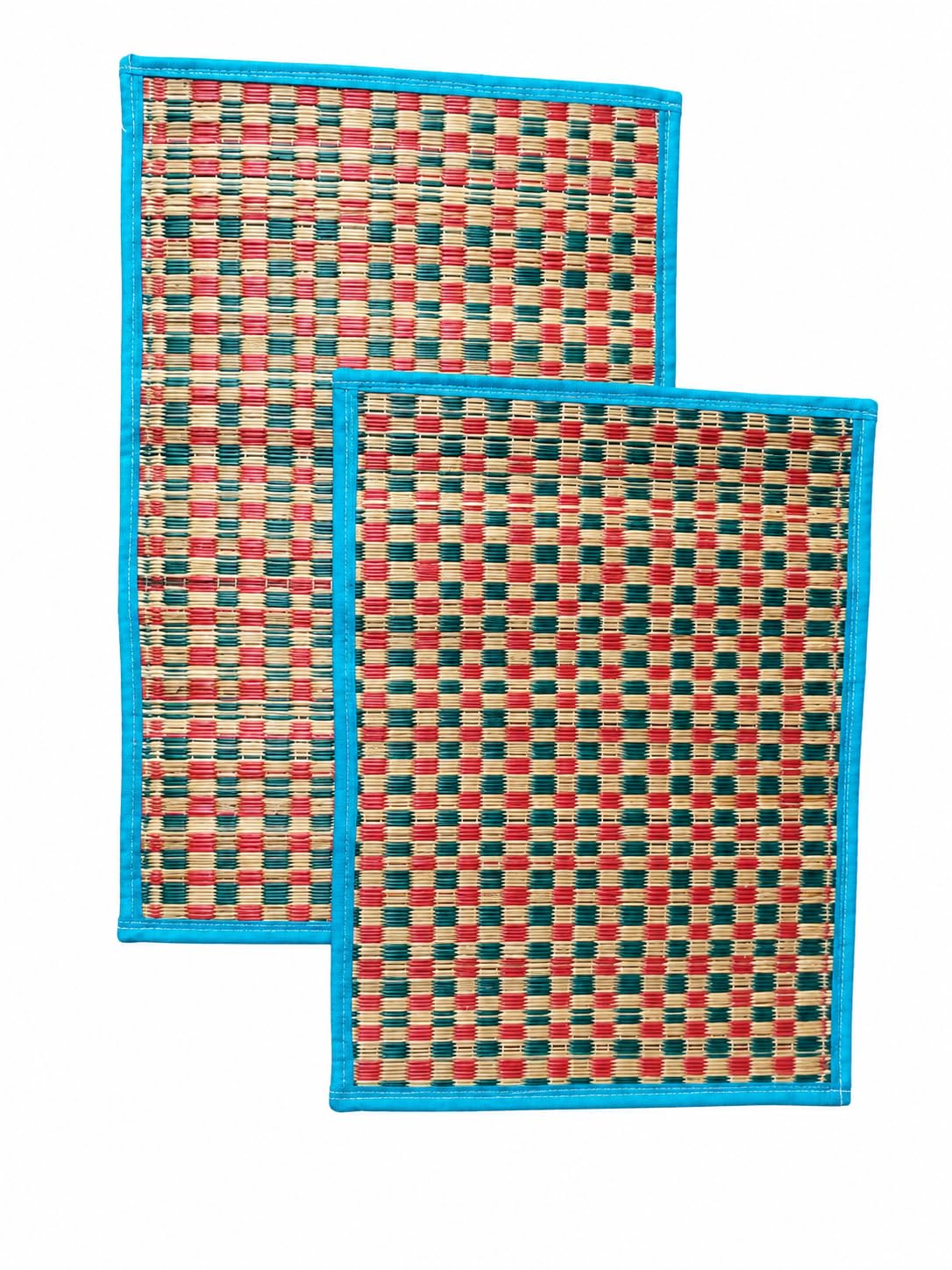 Aasan mat | Korai Mat | Natural Nool Aasan Grass Sitting Mat | Handwoven Floor Prayer | Meditation Mat | Size 18 x 24 Inch (Red and Green)-image-15