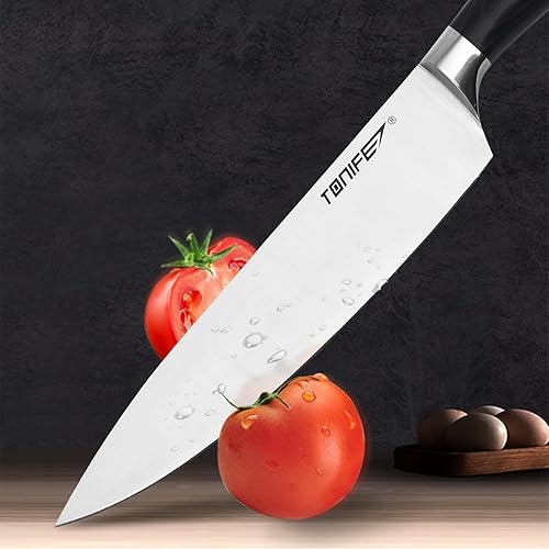 Miniatura 4 de TONIFE Cuchillo de chef de 8 pulgadas, acero inoxidable de alto carbono, resistente a la corrosión, cuchillo de cocina de cocina - KK3003