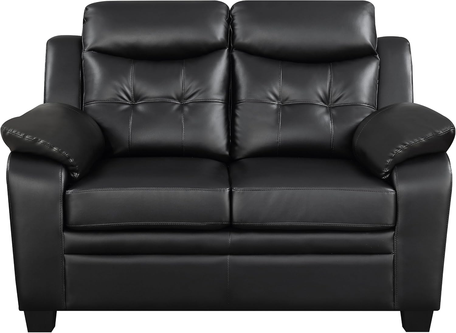 Coaster Home Furnishings - Finley - 2-Piece Leatherette Upholstered Sofa Set with Padded Armrests - Contemporary - Living Room - Black - 506551-S2