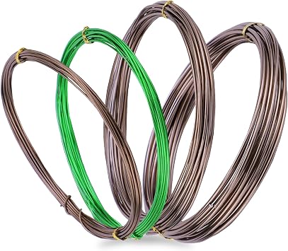 Bonsai Wire Kit, 4 Rolls Total 64Ft Aluminum Bonsai Training Wire Set for Indoor 1.0MM, 1.5MM, 2.0MM