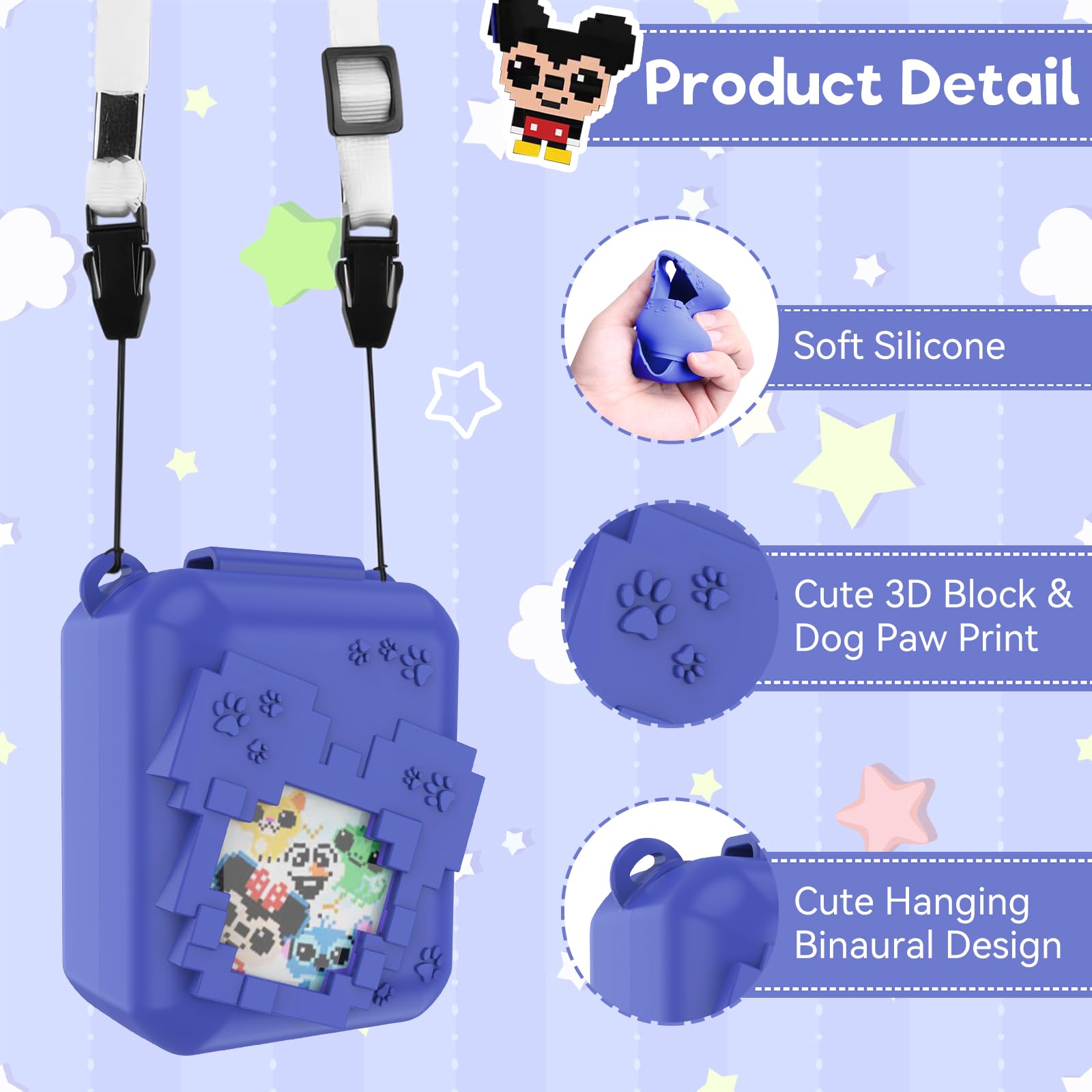 Qoosea Custodia in Silicone per Bitzee Animale Domestico Digitale con Cordino Custodia Protettiva in Silicone a Copertura Totale Custodia Morbida Compatibile con Bitzee