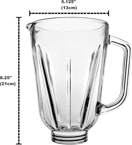 Miniatura 4 de Univen Tarro de licuadora de vidrio redondo de 6 tazas compatible con licuadoras Hamilton Beach