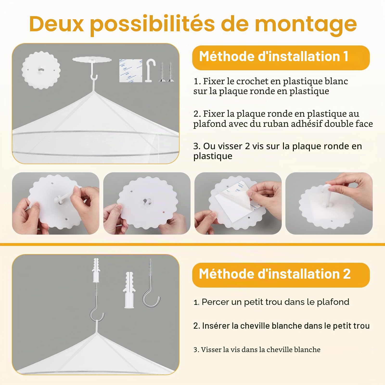 moustiquaire pour lits doubles et simples, grande moustiquaire de voyage, mailles fines pour protection contre les moustiques