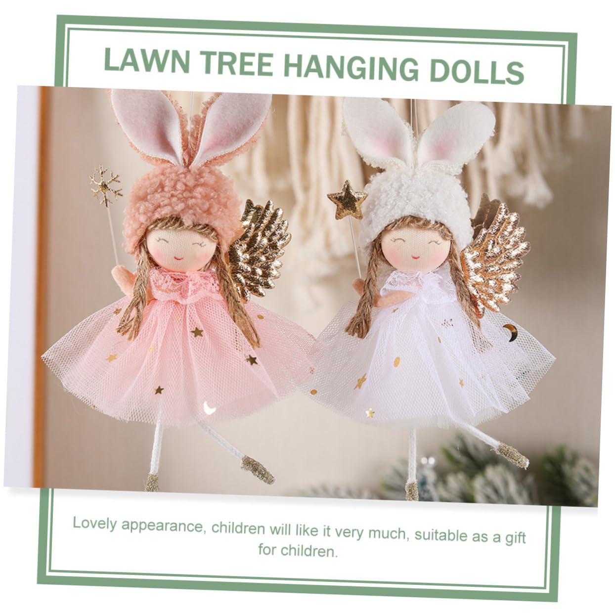 4 Pièces Pendentif poupée Ange poupées d'ornement d'arbre de Noël Ange en Peluche de noël Christmas Tree Xmas Tree poupées de Sapin de noël Ornement Ange Tissu en Fibres Chimiques