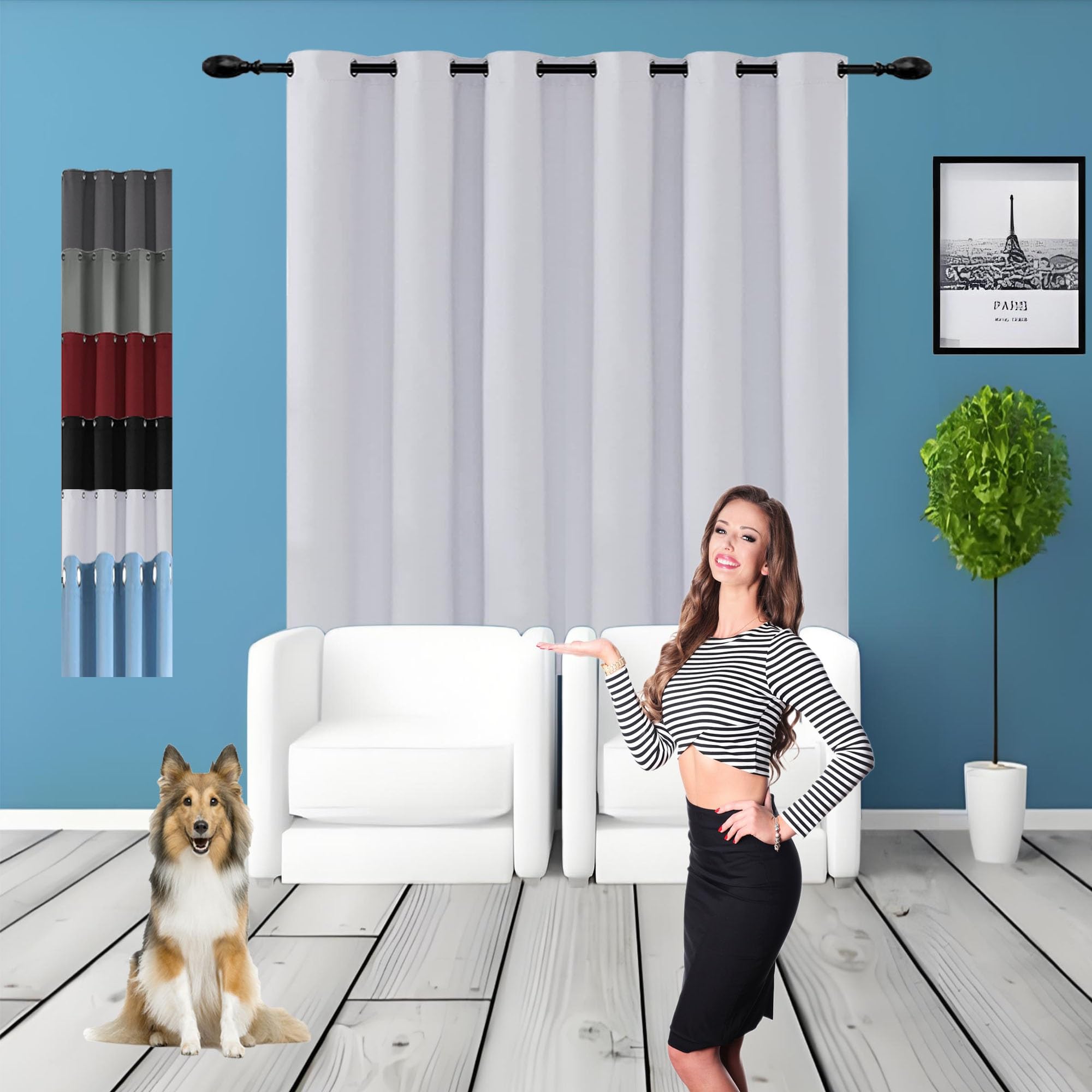 GOUSUN Pencil Pleat Curtains 100 x 145 cm Drop Eyelet Lightweight Homeware Blackout Curtains Soft Thermal Insulated for Bedroom,1 Panels, White