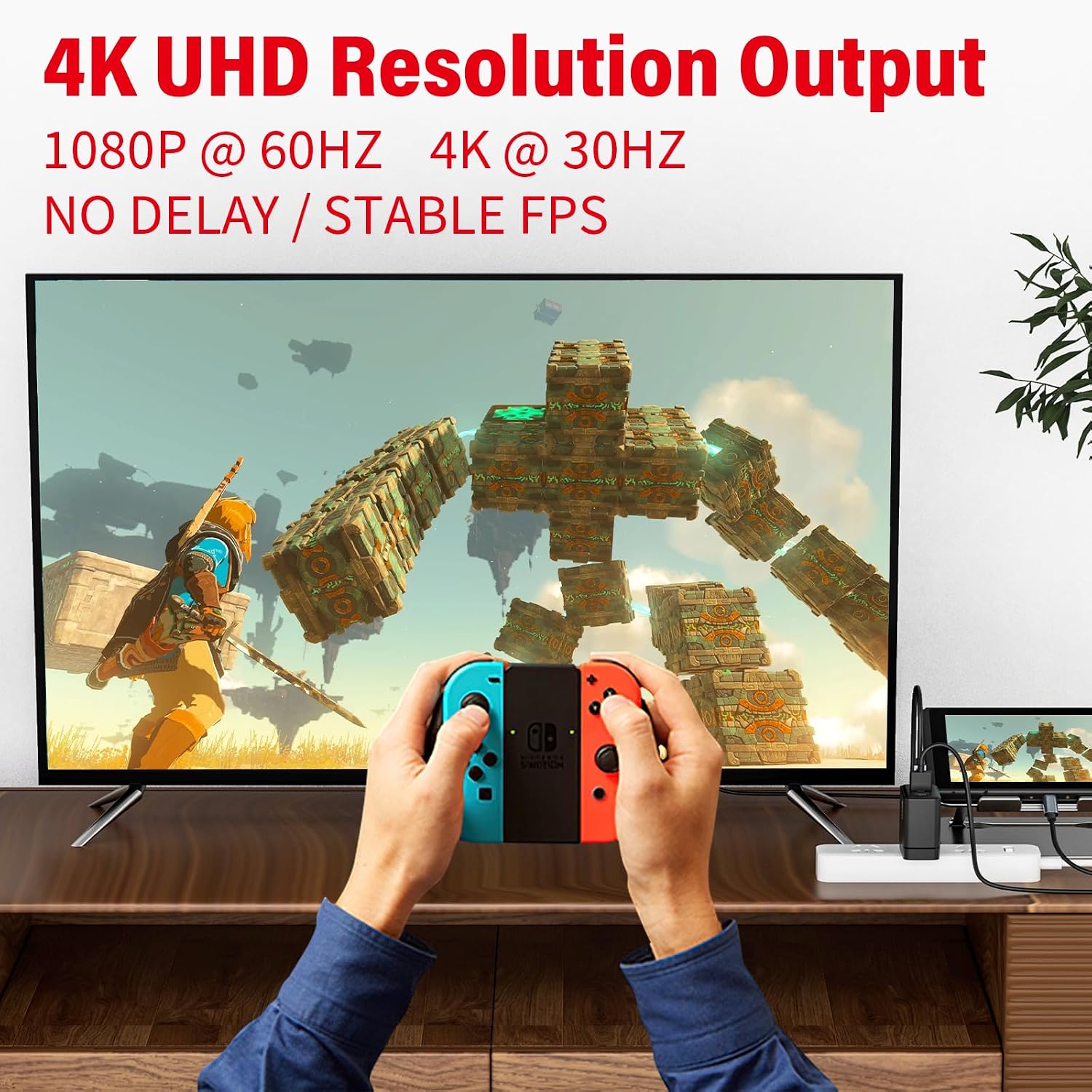 Switch Dock Charger Adapter for OLED Nintendo Switch, Portable Replacement Switch Dock for Original Dock Set, HDMI AC Adapter with USB-C 3.1 Port, Switch TV Docking Station with Type-C Power Cord