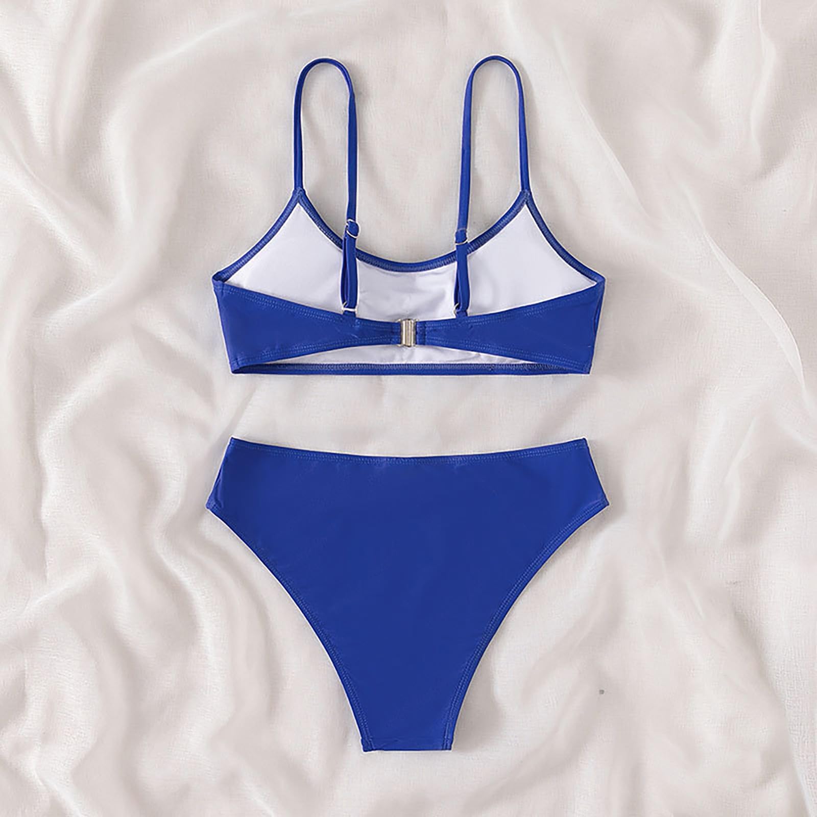 Maillot de Bain Solide 2 pièces pour Filles avec Bretelles croisées réglables pour Adolescentes avec Rembourrage de Poitrine