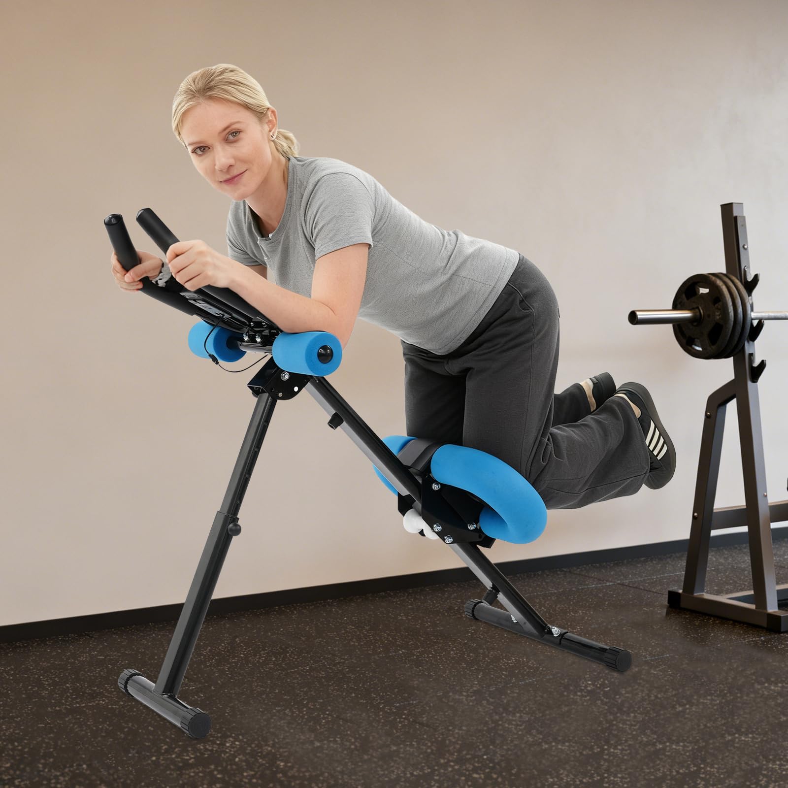 Bauchmuskeltrainer für Zuhause, Bauchtrainer mit LCD Monitor, Multifunktionale Trainingsgerät, 5-stufige Höhenverstellung, für Hause Büro Fitnessstudio Yogastudio