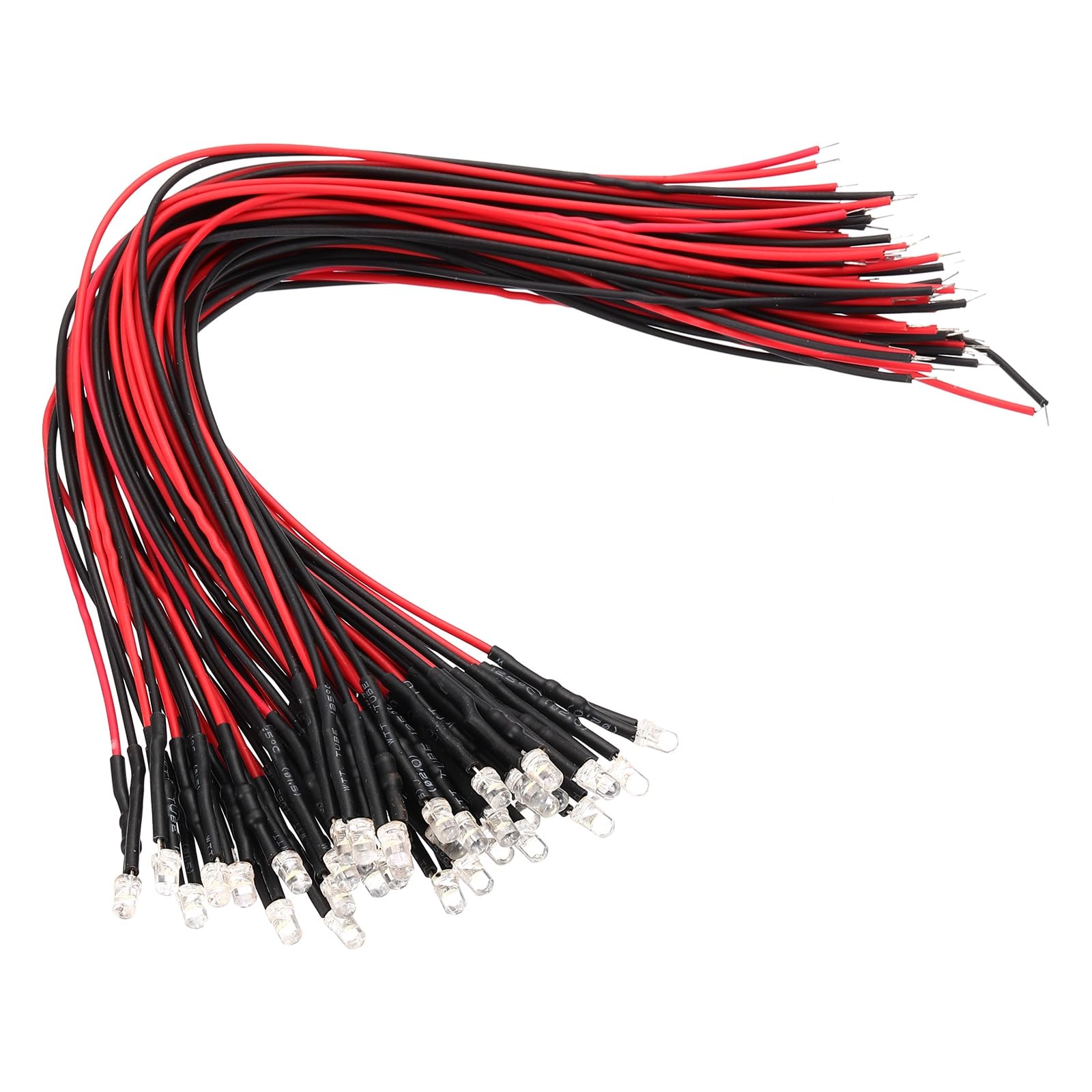 VIAPUICE 40 Pcs 3mm Pre-Wired Small Emitting LED Lights Width 24V Light,Pure White High Brightness LED Diode Light for DIY Electronics Experiments, Indicator Lights, PCB Circuits
