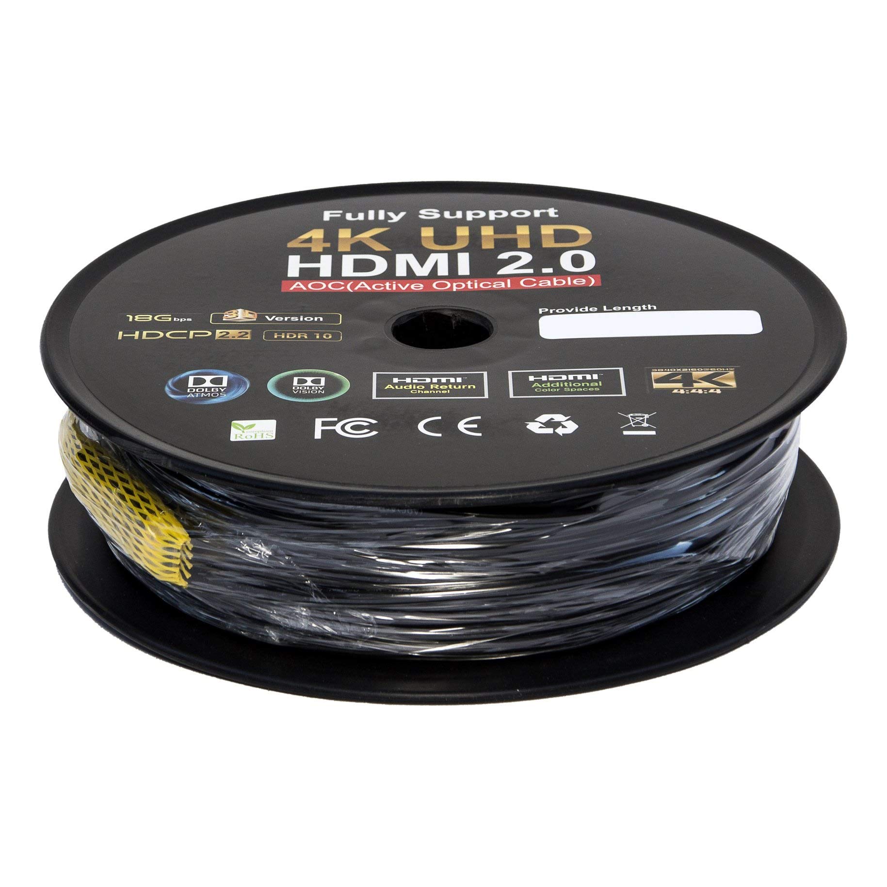 Emelec VíasCom EQ 115050 - Cable HDMI AOC 2.0 – 50.0 m 4K UHD Alta Velocidad + Ethernet en fibra óptica color negro
