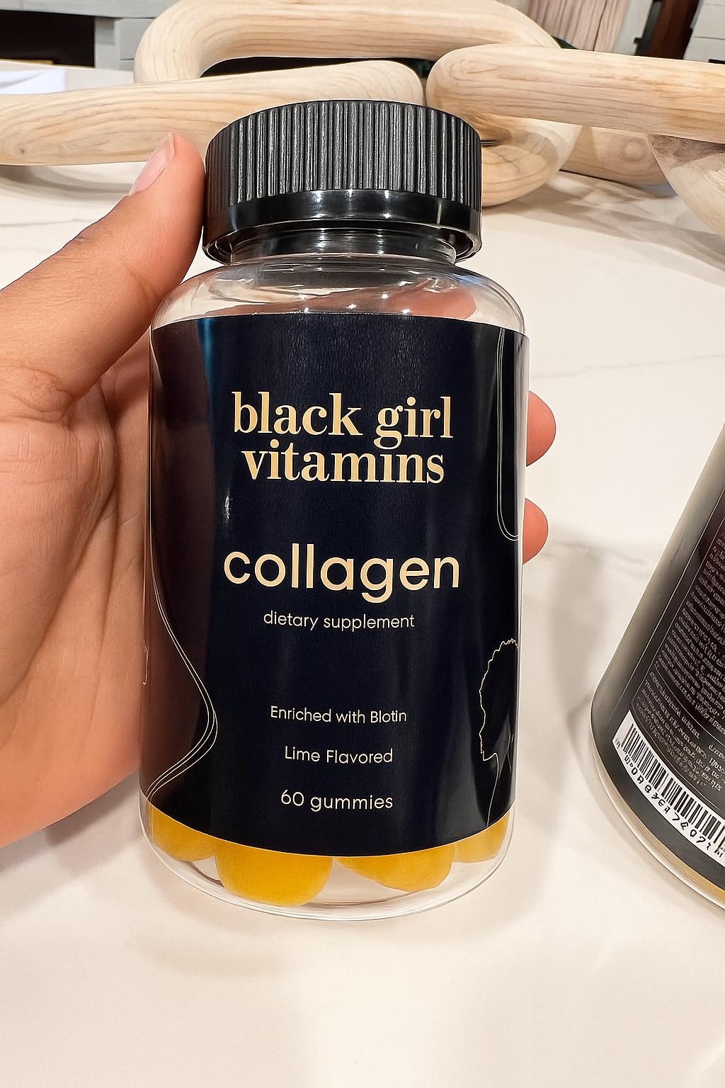 Black Girl Vitamins - Collagen Gummies for Hair, Skin, and Nail Support, with Vitamin C, Vitamin E, and Biotin, Gluten-Free, (Lemon), 60ct