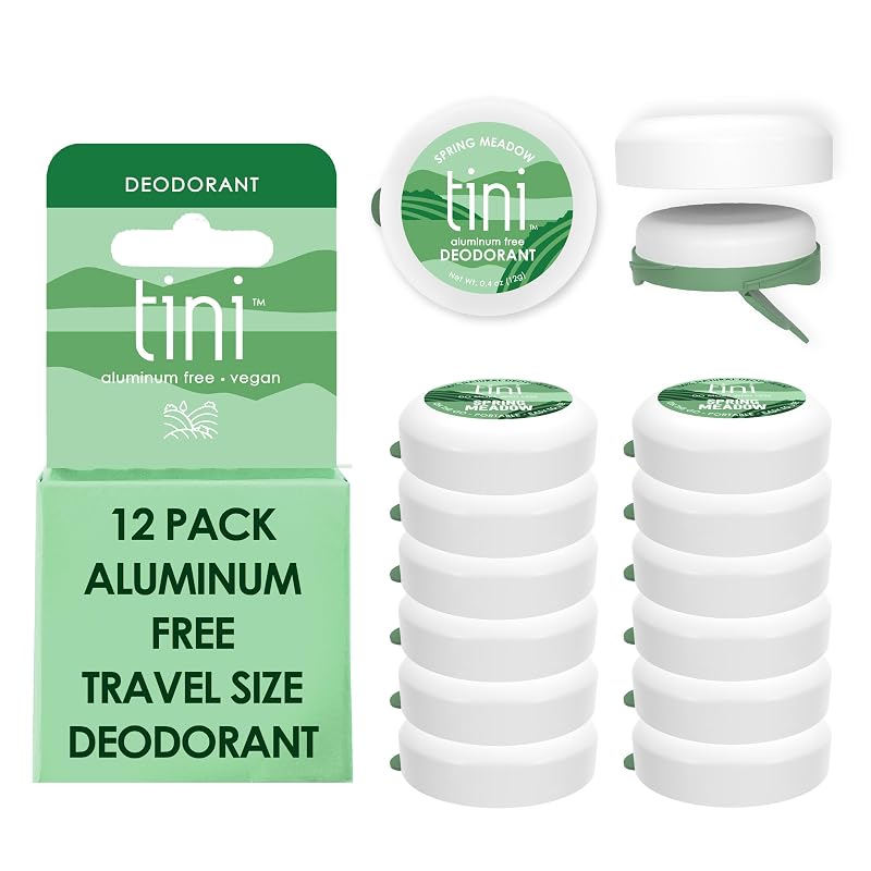 Desodorante compacto TINI Naturals sem alumínio, Spring Meadow, pacote com 12