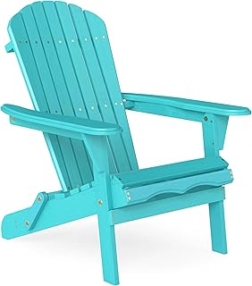 Outdoor Wooden Folding Adirondack Chair with Pre-Assembled BackRest & SeatBoard, Accent Furniture for Patio Backyard Garden Porch Deck Pool Firepit