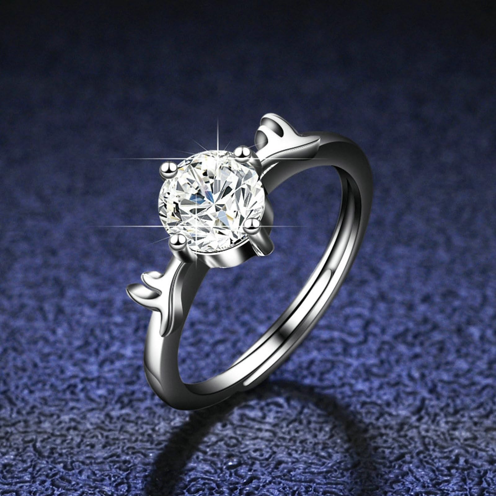 Anillo de boda de oro con moissanite 1ct, anillo de boda de oro auténtico solitario de oro blanco para mujer