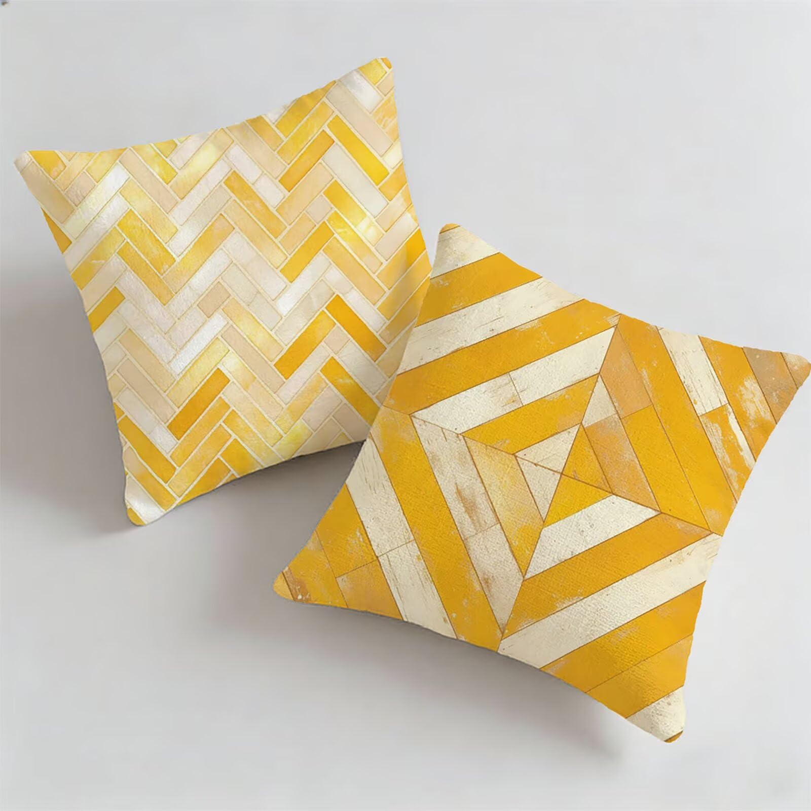Housse coussin exterieur impermeable 60x60cm jaune decoration lot 2