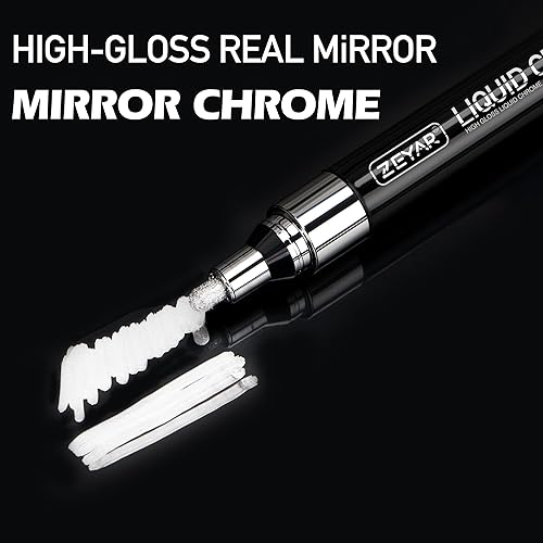 Miniatura 3 de ZEYAR Marcador de pintura de cromo líquido, bolígrafo plateado brillante para superficies lisas, efectos de visualización de alto brillo, punta
