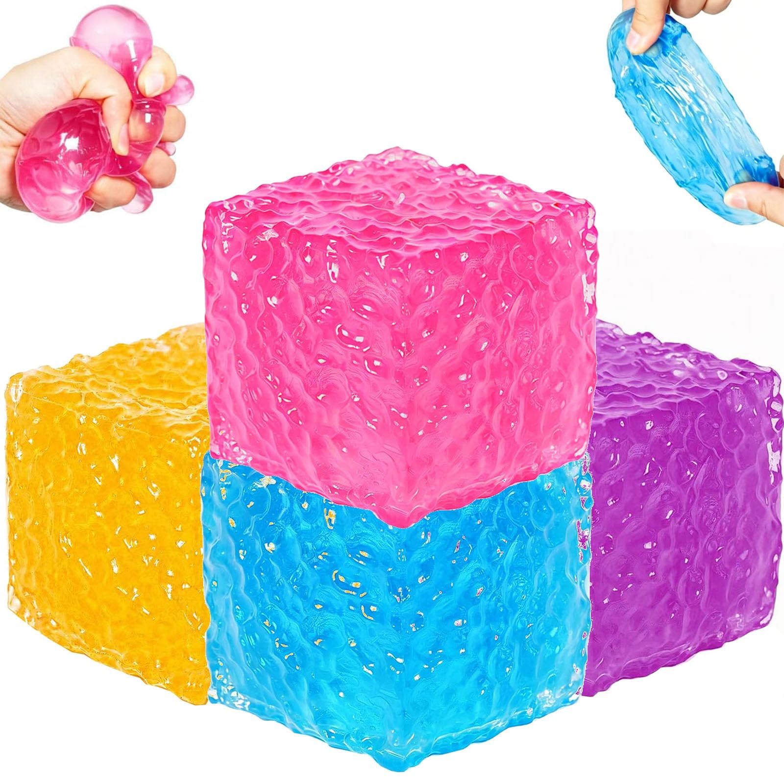 4 Pack Nice Ice Cube Fidget Toys, Frosted Honeycomb Squishy Stress Cubes, Sensory Stress Relief Toys for Kids Adults, Anxiety Relief Fidget Toy for ADHD Focus and Calm â image 1