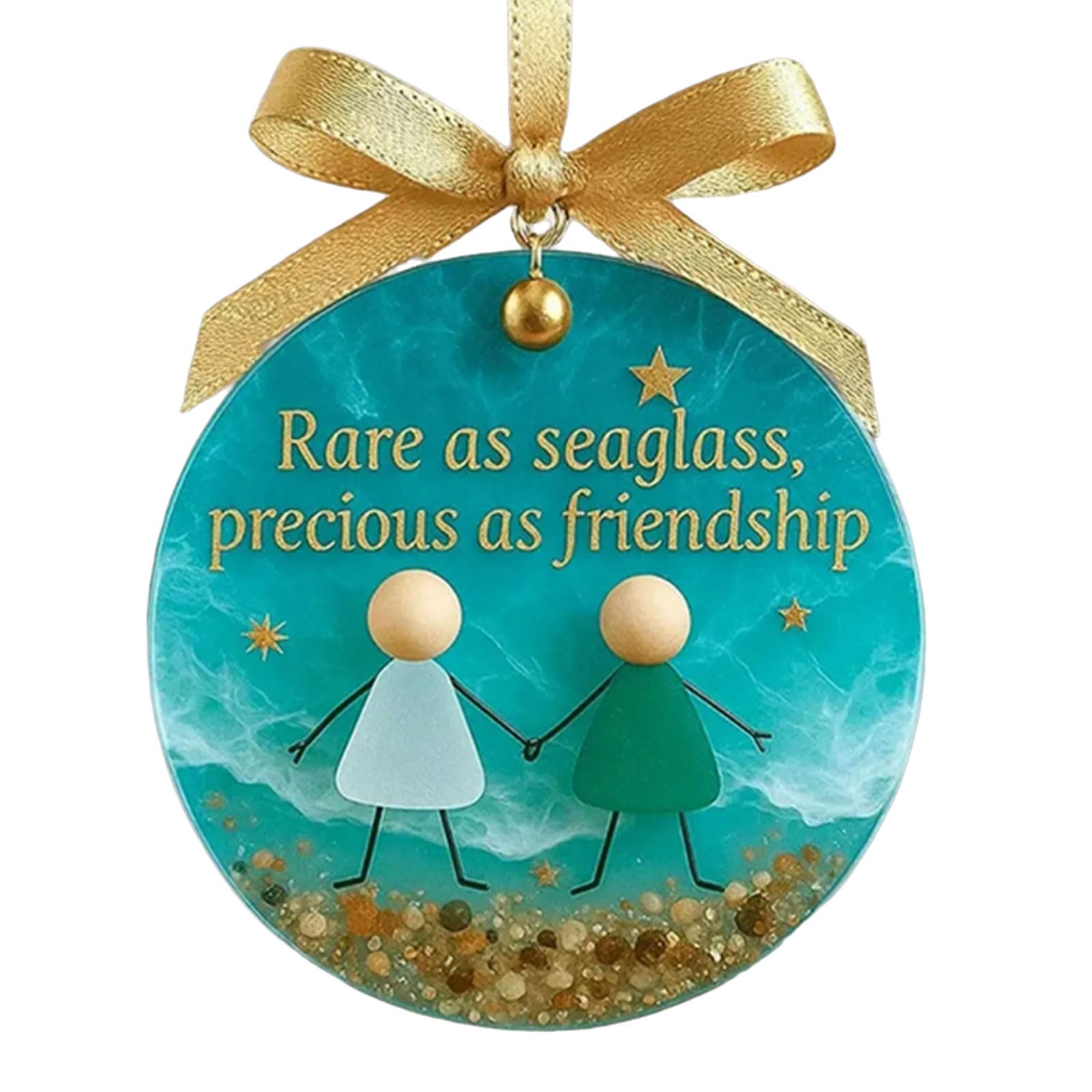 Festival Friendship Bells Decoration Crafted with Sea Glass Multifunctional Holiday Accent for Gift Giving Vibrant Sea Glass Friendship Bells Christmas Decoration Artistic Holiday Accent Pendant
