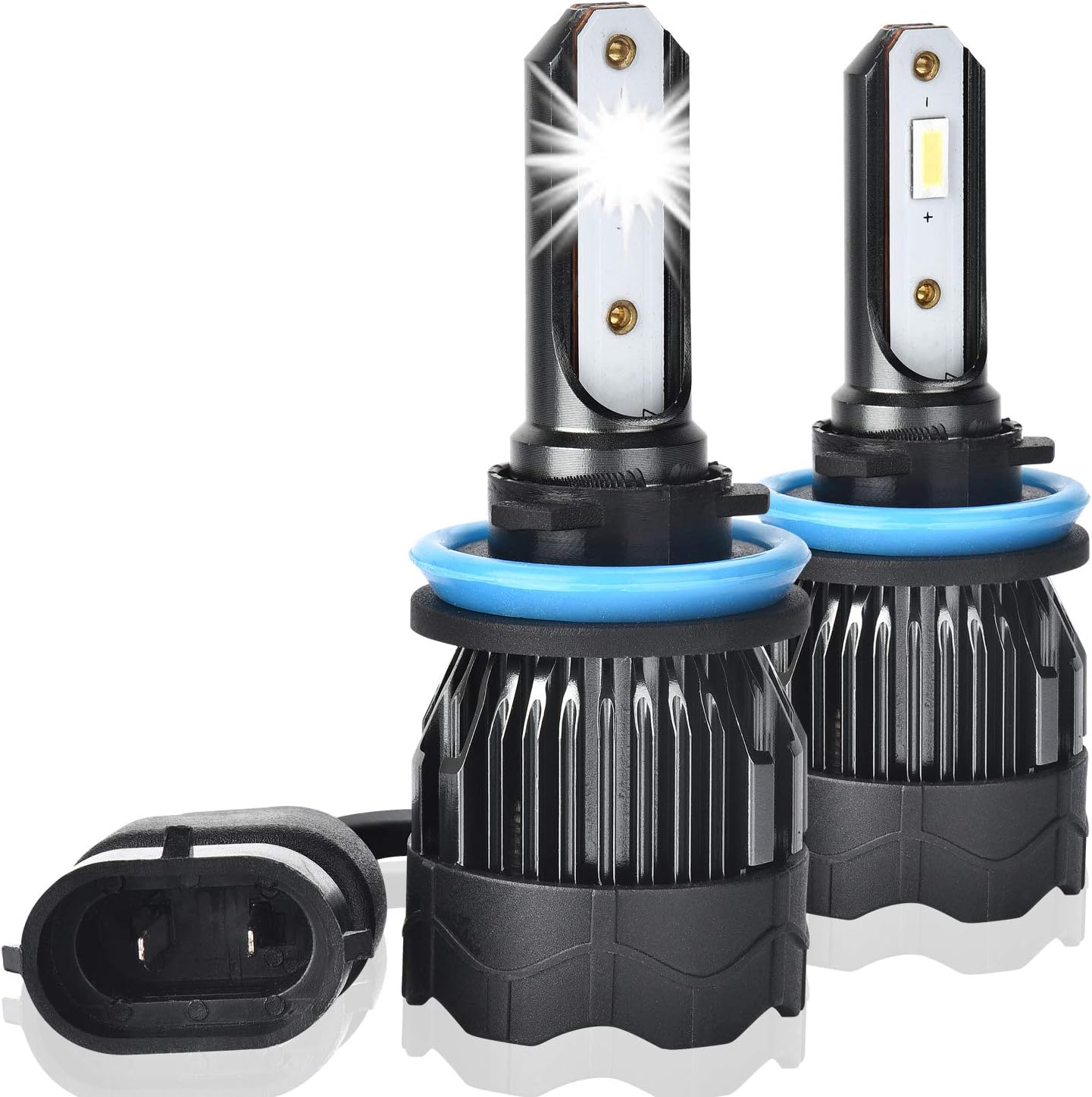 Car Motor Led Headlight Bulbs, H11/H8/H9 Led Headlights, 60W 12000LM Super Bright, 6500K Bright White, Halogen Replacement, All-in-one Conversion Kit