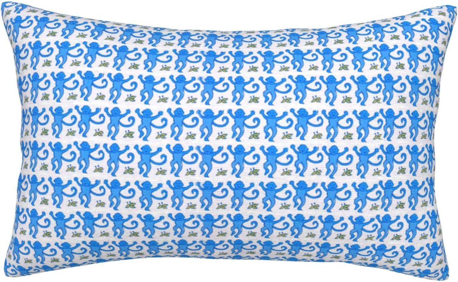 Blue Monkey Rectangular Throw Pillow Cover 12"X20" Preppy