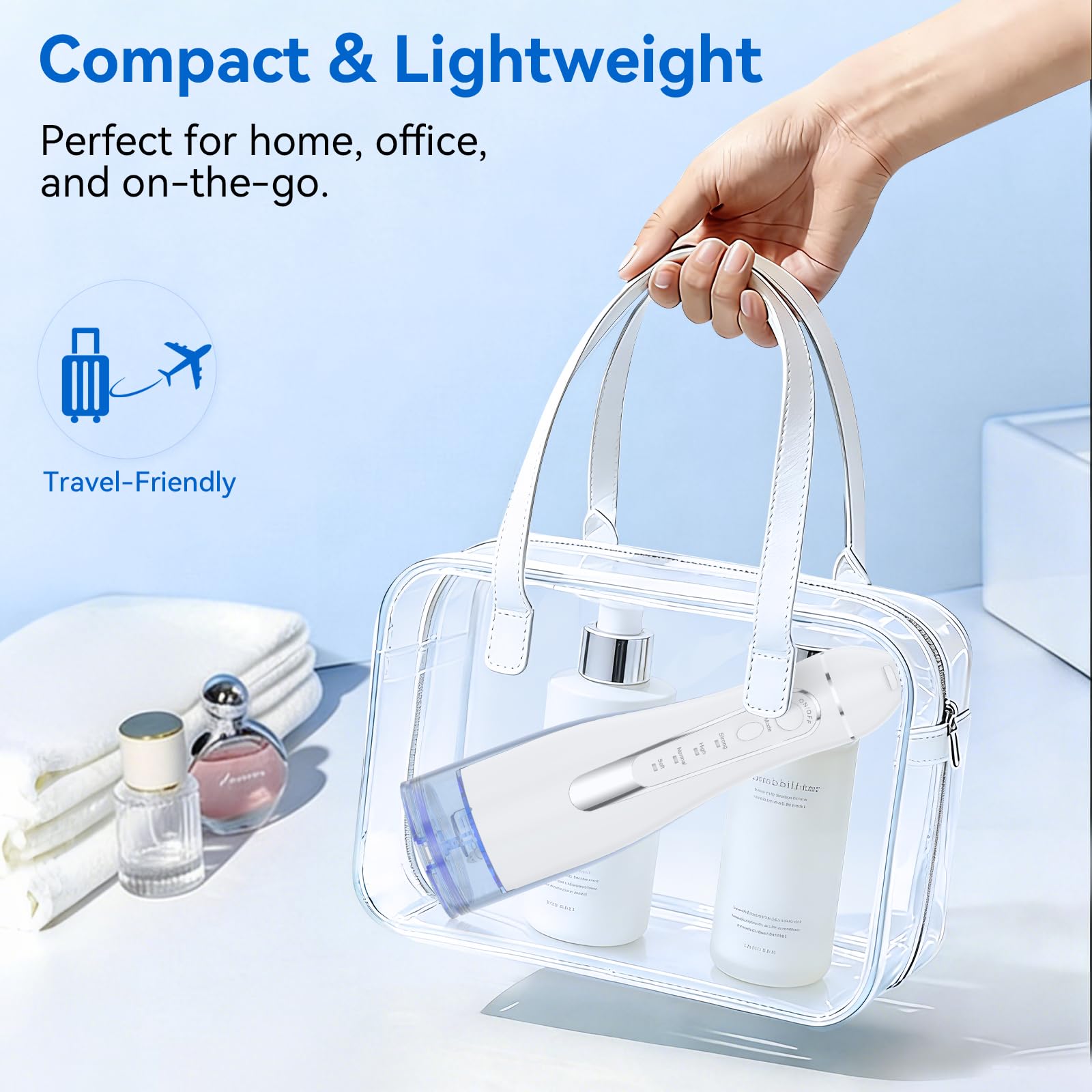 Púa de dientes con irrigador dental de agua, irrigador oral recargable inalámbrico, riego dental portátil de 300 ml con 4 modos, irrigador dental impermeable IPX7 para aparatos ortopédicos, viajes y