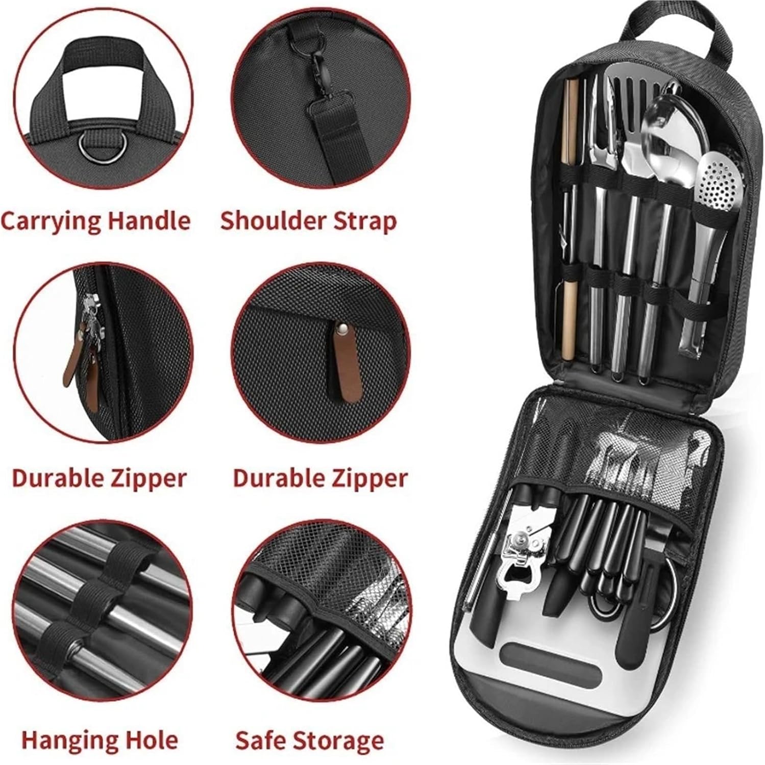 Camping Utensil Set Stainless Steel Camping Cooking Utensils Set Essential Accessories Gear Must-Haves for Travel