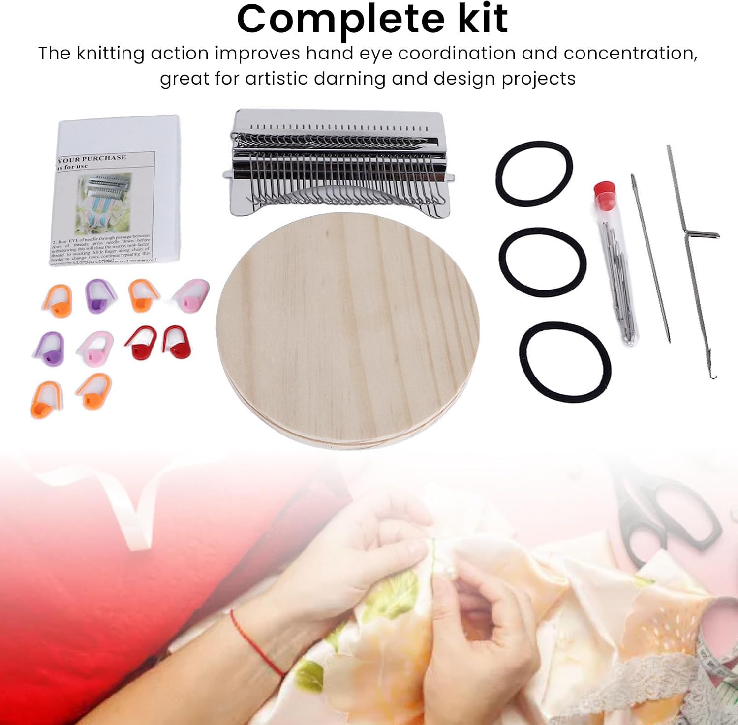 NDNCZDHC 28 Hooks Darning Kit, Small Weaving Looms Kit, Mini Mending Kit for Socks Clothes Repairing, Handicrafts Mending Tool