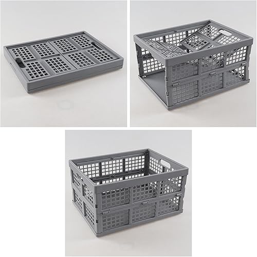 Miniatura 3 de Caja de plástico plegable de 32 L, paquete de 3 cestas plegables de almacenamiento