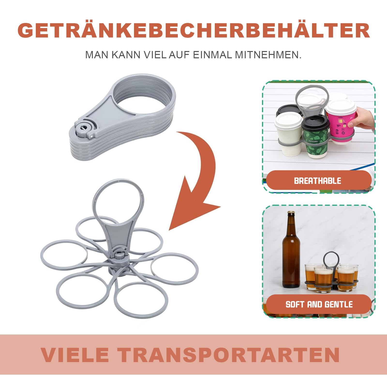 Becherhalter Festival 2er-Pack – Faltbarer Getränkehalter Für 6 Becher, Bier, Kaffee & Softdrinks