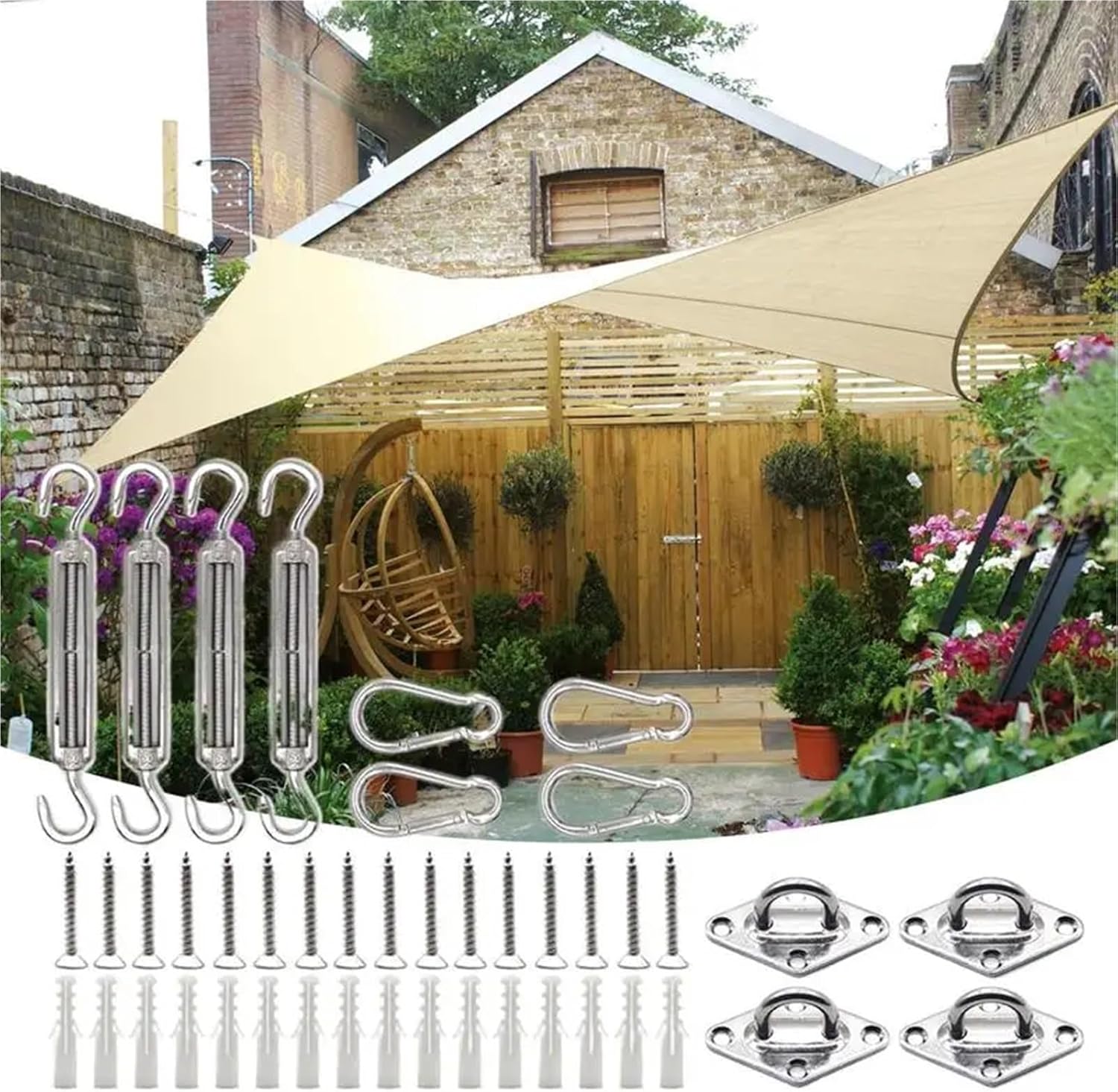 Shade Sail Hardware Kit Sun Sail Hardware Kit Shade Stainless Steel Accessories Fixing Set for Rectangle Triangle Canopy Installation for Outdoor