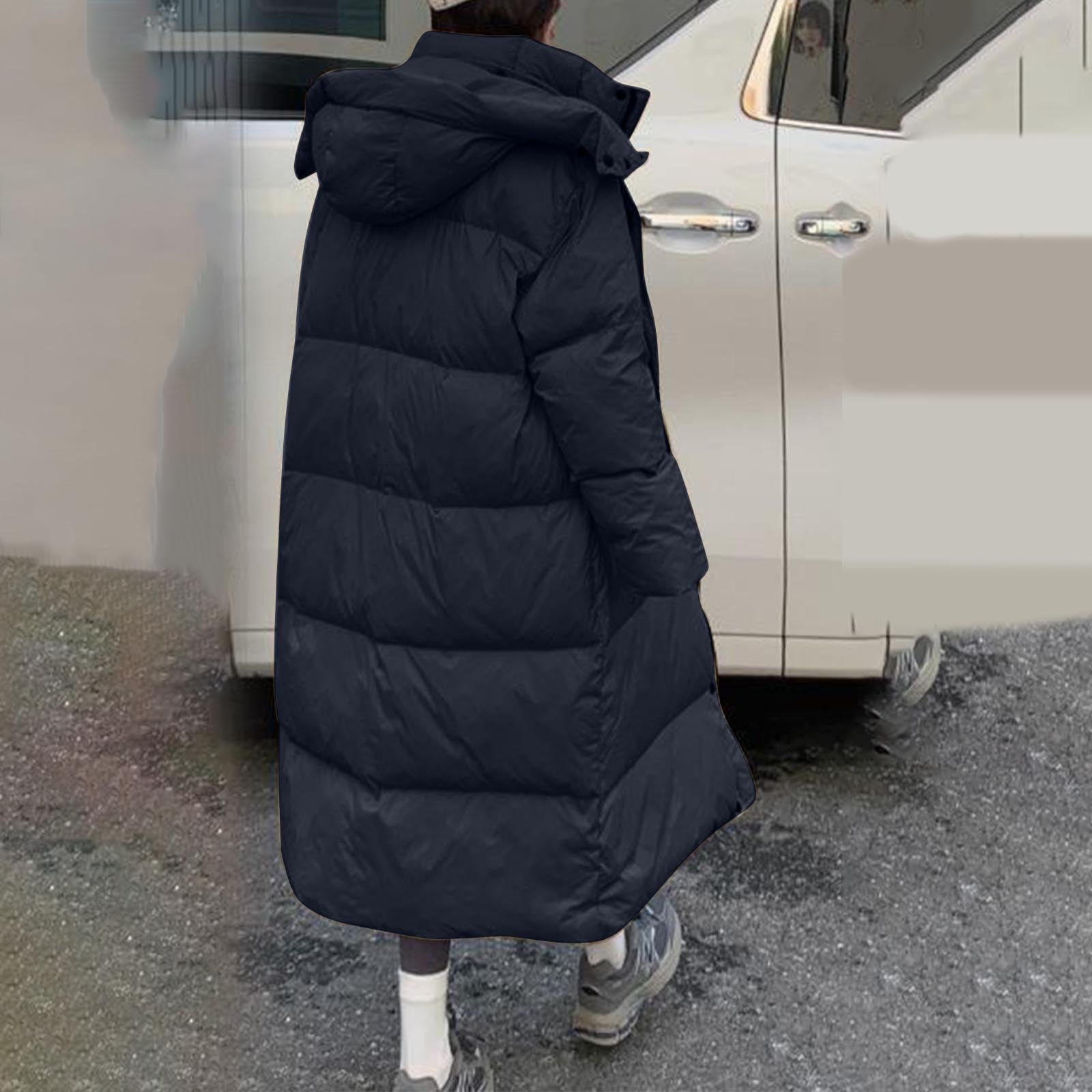 Piumino Donna 100 Grammi Ripiegabile con Zip Piumino Lungo con Cappuccio Ripiegabile Giacca Antivento in Pile Termici Elegante Giubbotto Lungo Spessa Parka Cappotto Piumini 100 Grammi Lungo Imbottito