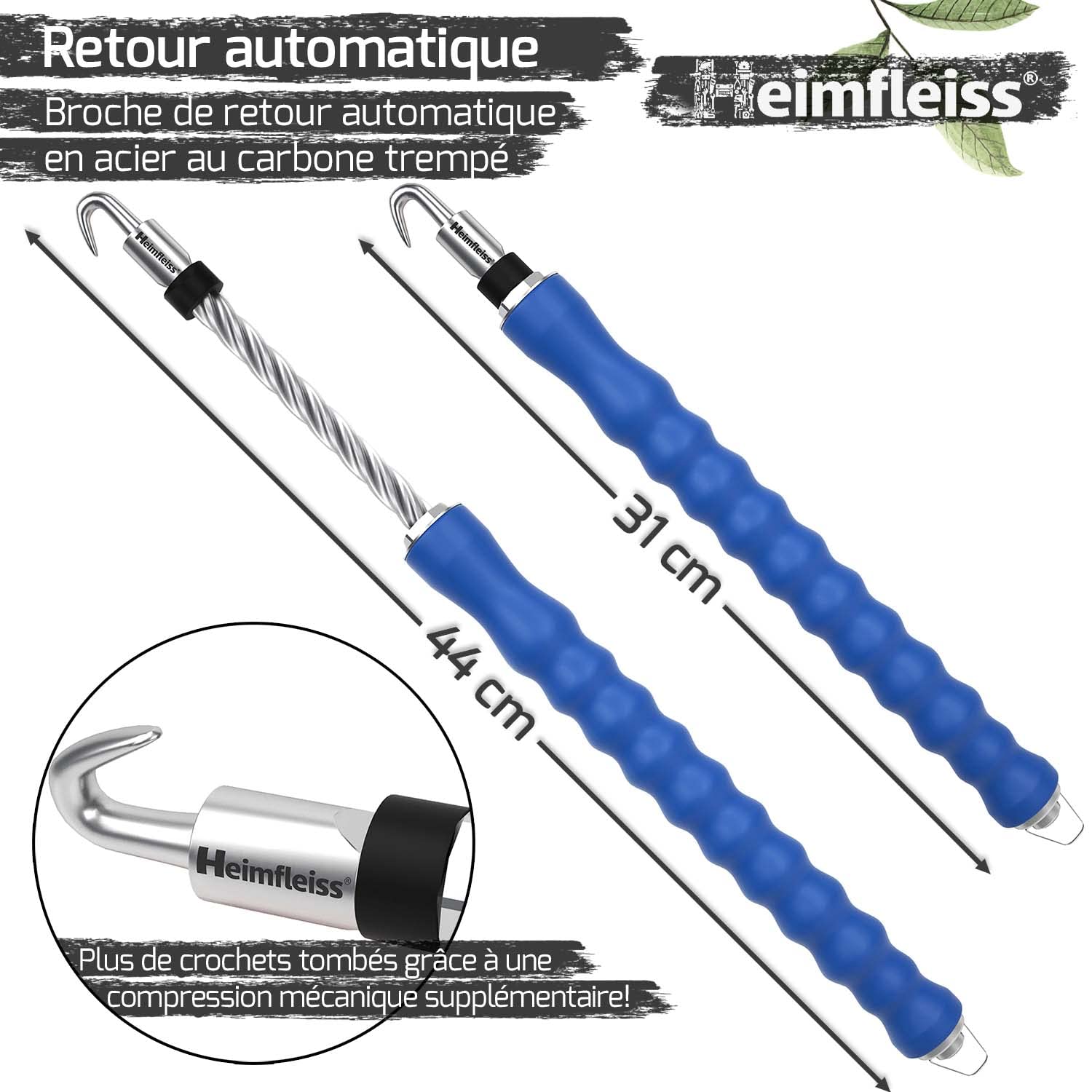 Heimfleiss® Torsadeuse fil de fer avec retour automatique 310mm - Tordeur de fil universel avec broche en acier carbone - Lieur fil fer d'armature, outil de torsion de fil d'armature, ligatureuse